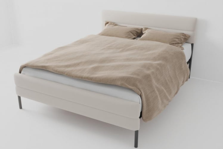 Кровать "Горизонт Мини" с ортопедическим основанием Цвет фасада: Бежевый; Цвет корпуса: Чёрный; Материал фасада: Металл/Велюр; Размер: 800х2000 мм; Спальное место: 800х2000 мм _0