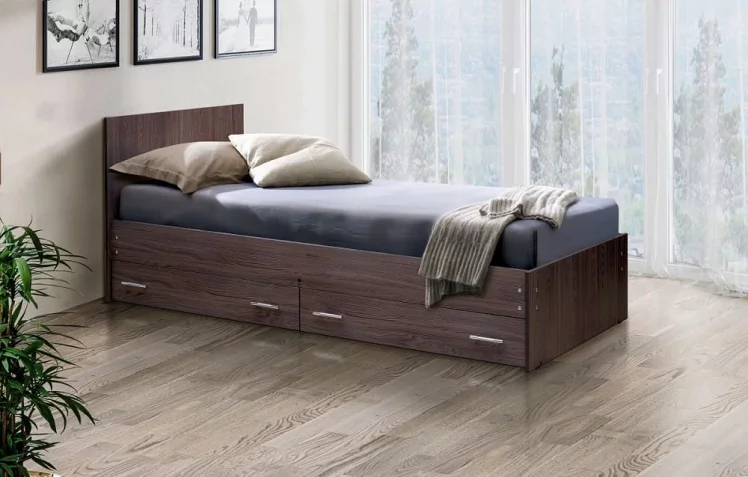 Кровать с ящиками на уголках №4 ЛДСП 900*2000 Ясень Анкор темный_0