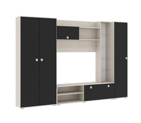 Стенка Оскар сосна карелия черный глянец_0