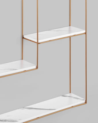 Полка Square золотая Белый мрамор_4