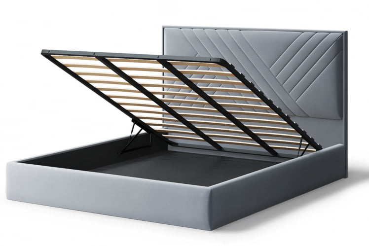 Кровать МИРА 2000*1200мм (без опор), велюр NEO 25 (серый), (б/основания, б/матраса)_2