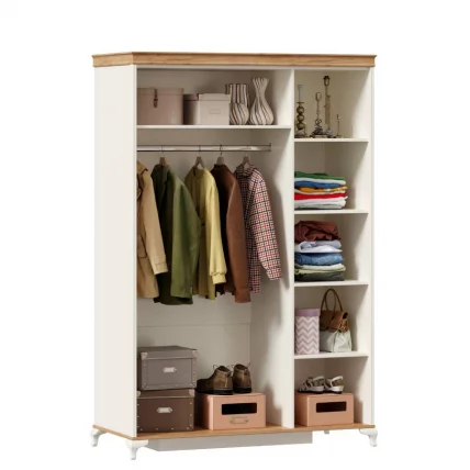 Шкаф трехстворчатый с зеркалом Вилладжио Алебастр/Дуб золотой_2