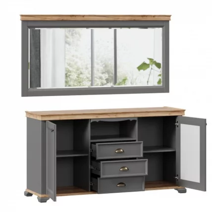 Комод с зеркалом Амели Оникс серый_1