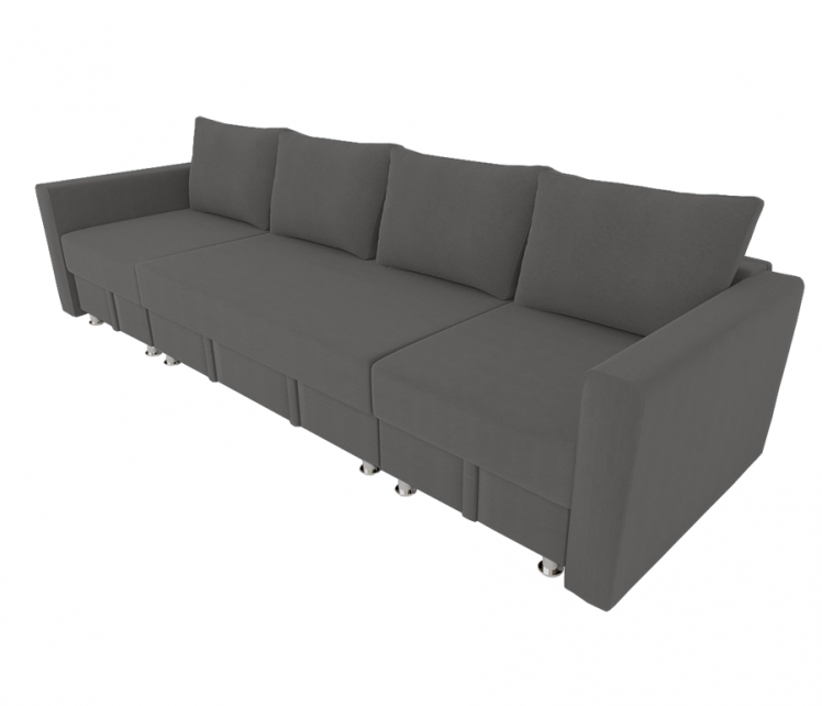 Диван угловой Фиеста Трансформер П- побразный с подлокоткиками (Berhouse) Цвет фасада: Серый Велюто 12; Тип: Левый/правый; Материал фасада: Металл/Велюр_0