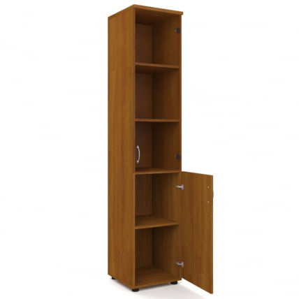 Шкаф для документов узкий с тонированными стеклами Р.П-2СТ Ясень темный_1