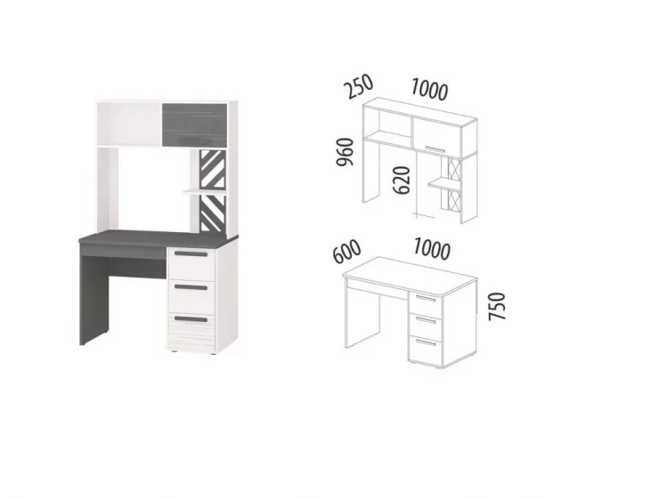 Стол с надстройкой (лев/прав) Аляска 60_1