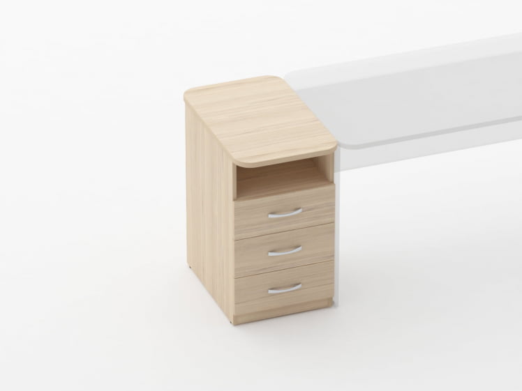 Тумба приставная на 3 ящика с нишей Glassy 3.10.12 Бук светлый_1