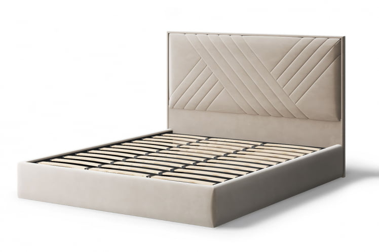 Кровать МИРА 2000*1800мм (без опор), велюр Бренди лайт 03 (бежевый), (б/основания, б/матраса)_1