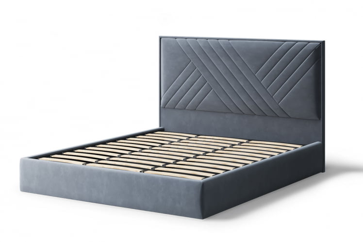 Кровать МИРА 2000*1800мм (без опор), велюр Бренди лайт 28 (серый), (б/основания, б/матраса)_1