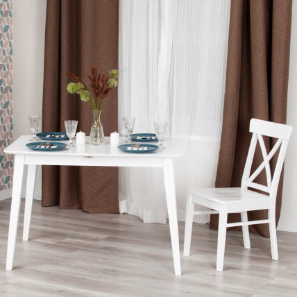 Стол обеденный раскладной Retro дерево гевея, МДФ, 110+30 x 75 x 75см, Белый (White)_12