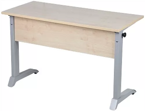 Парта двухместная с прямыми углами (рост №6) Ясень Шимо светлый/Металл Серый_0