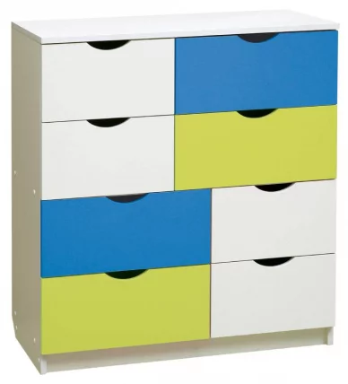 Комод с 8-ю ящиками Радуга Белый/Оранжевый/Лайм_0
