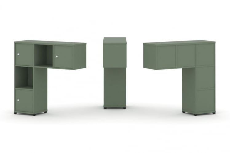 Надставка на стол низкая односторонняя + задняя стенка (5шт.) + распашной фасад (3 шт.) CONCEPT CN.ONN-002 Кобо Черный металл_0