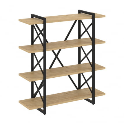Стеллаж на регулируемых опорах - 4 полки LOFT VR.L-MST.O-4.8V Металл черный Тиквуд светлый_0