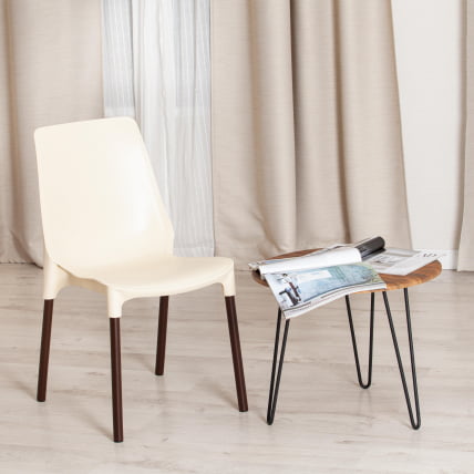 Стул GENIUS (mod 75) металл/пластик, 46x56x84cм, бежевый/коричневые ножки_10