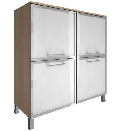 Шкаф четырехсекционный со стеклом в раме YALTA LT-SD1.2R  white Снежная Патина_0