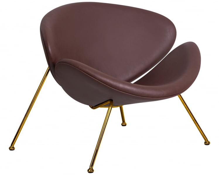 Кресло дизайнерское DOBRIN EMILY (коричневый винил YP5, золотое основание)_1
