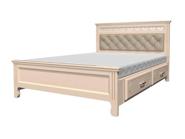 Кровать Грация 200х140 с выкатными ящиками Слоновая кость_0
