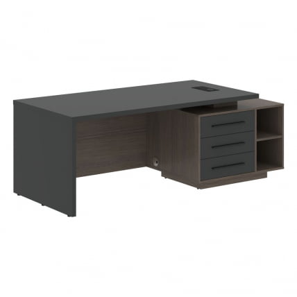 Стол руководителя правый VELION VCT 2190 R Яшма черный Дуб Сильвер_0