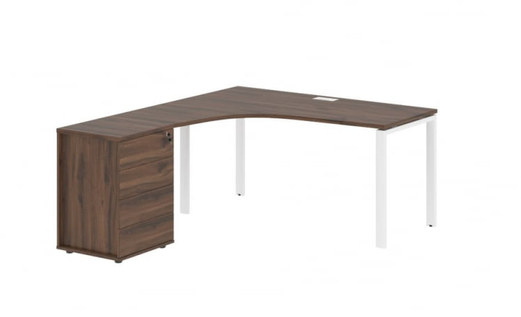 Стол эргономичный с тумбой левый EDIS EUCET 1518 L Дуб Денвер темный Белый_0