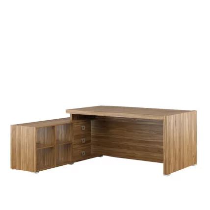 Стол письменный на опорной тумбе, левый SOL29711003 Орех_0