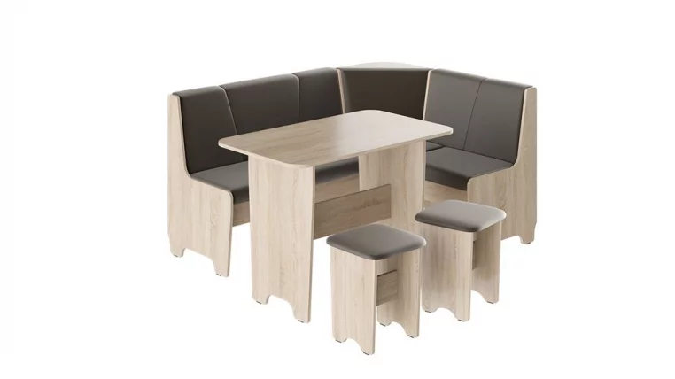 Кухонный уголок Техас Исп.1 Дуб Сонома/Экокожа коричневая_0