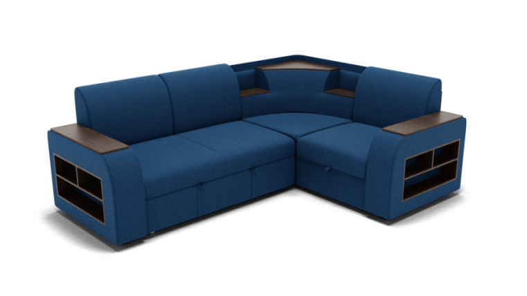 Диван Фараон (ЗР) Цвет фасада: Синий; Тип: Универсальный; Материал фасада: Металл/Велюр_0