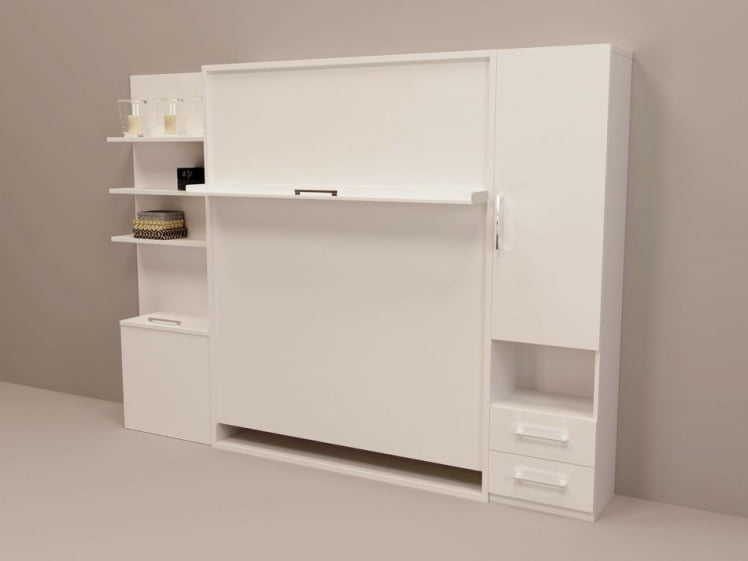 Шкаф-кровать Смарт 1 с полками 1400 левый Венге_0