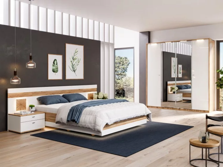 Кровать двуспальная 1600 Фиджи ЛД 659.072.000 Дуб Золотой Белый_2