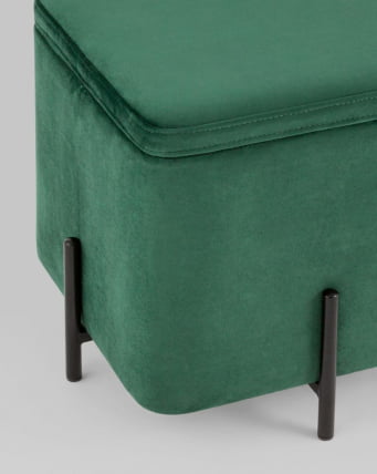 Пуф Грейс квадрат с ящиком велюр Зеленый_3