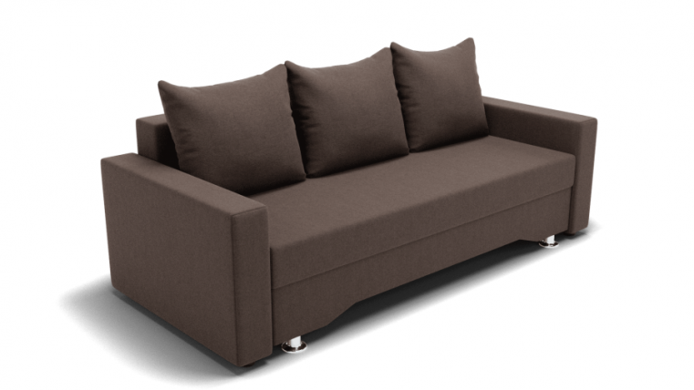 Диван Квадро-3 ППУ (ЗР) Цвет фасада: Коричневый; Тип: Прямой; Материал фасада: Металл/Велюр_0