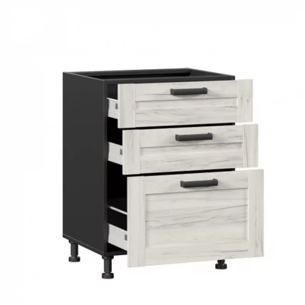Тумба кухонная 600 с 3 ящиками ЛЮКС (4) Тип 1 Винченца ЛД 234.910.000.069 Черный Дуб Крафт белый_1