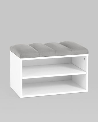 Обувница Хольст белая велюр Серый_2