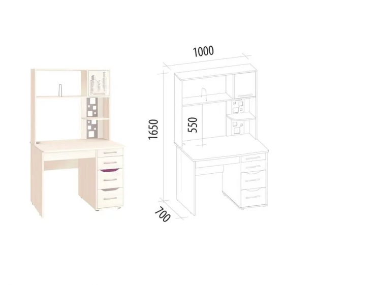 Стол с надстройкой Мегаполис 55.26.1 Сосна Астрид_1