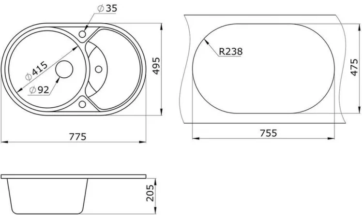 Кухонная мойка GRANULA 7801 Песок_2
