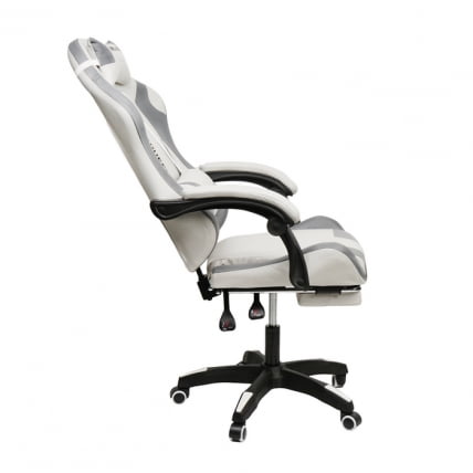 Кресло 907 KINGQUEEN, замша, цвет светло-серый с массажем, арт 907-Rice-White_3