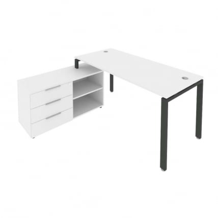 Рабочая станция на П-образном м/к с опорной тумбой левая Metal System Б.РС-СТС-2.4 Л Белый/Антрацит_0