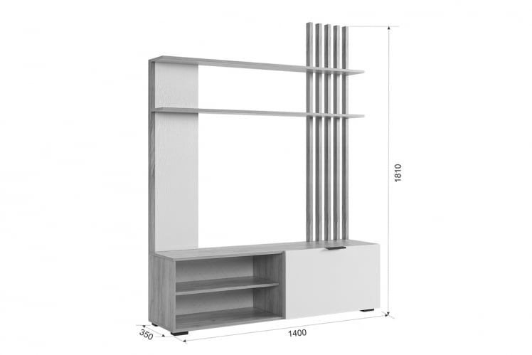 Гостиная ГК01Бери дуб крафт золотой/белое дерево_4