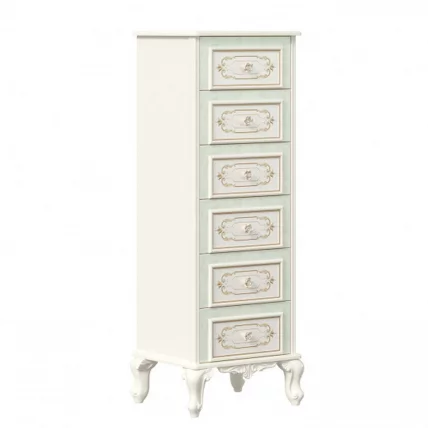 Комод высокий с 6 ящиками Луиза ЛД 665.085.000 Алебастр_0