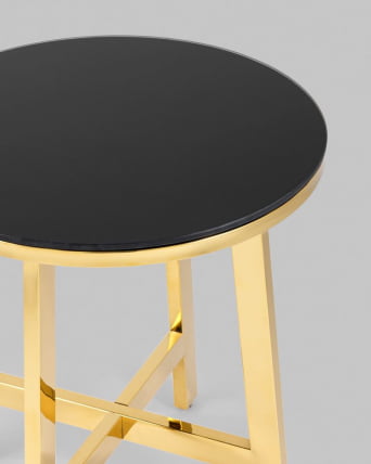 Журнальный стол АЛЬБА 50x50 Золото (стекло черное)_4