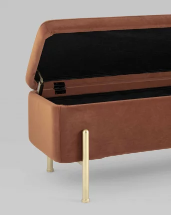 Банкетка с ящиком Болейн gold велюр Терракотовый_5