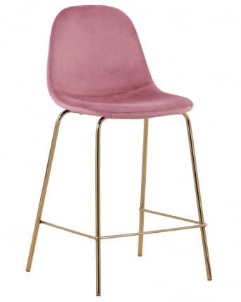 Стул полубарный Валенсия велюр Розовый золотые ножки_0