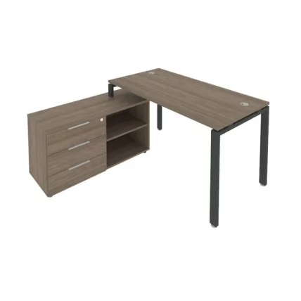 Рабочая станция на П-образном м/к с опорной тумбой левая Metal System Б.РС-СТС-2.3 Л Вяз/Антрацит_0