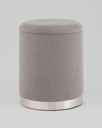 Пуф Эмили с ящиком серебро вельвет серый_8