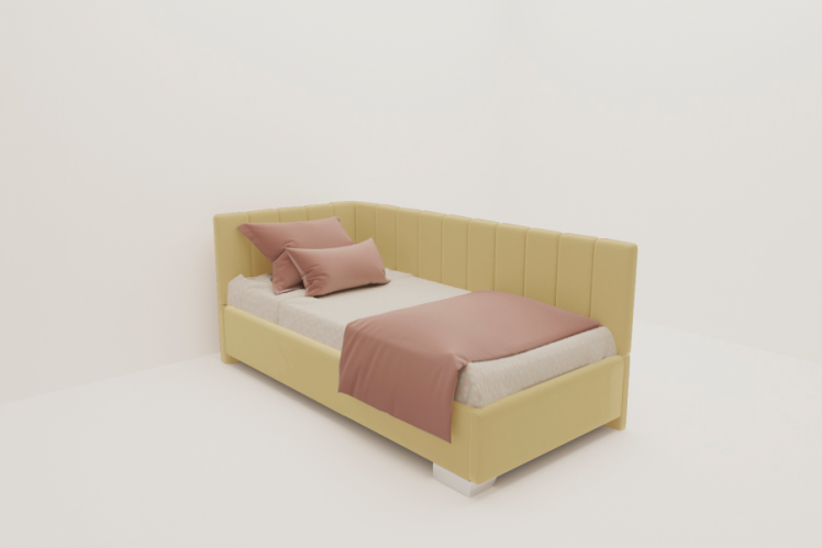 ДЕТСКАЯ МЯГКАЯ ИНТЕРЬЕРНАЯ КРОВАТЬ ТЕРРА БЕЗ ОСНОВАНИЯ (BERHOUSE) Цвет фасада: Желтая охра; Материал фасада: Металл/Велюр; Спальное место: 1200х1900_0