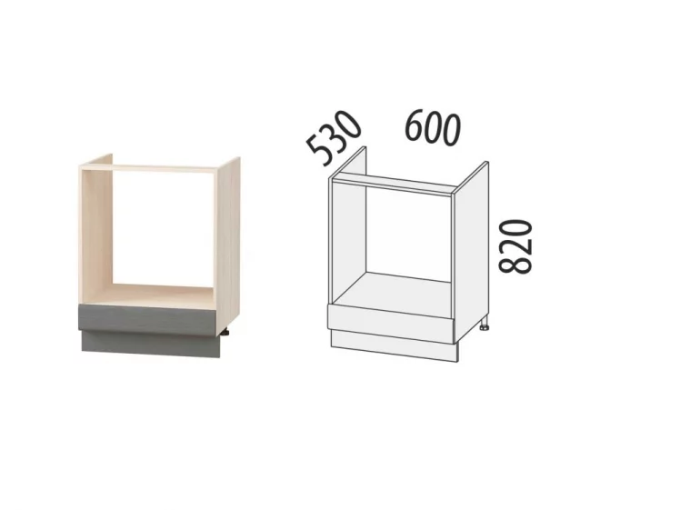 Напольный шкаф под встраиваемую технику с ящиком Графит 74.57 Сосна Астрид/Ваниль/Графит_1