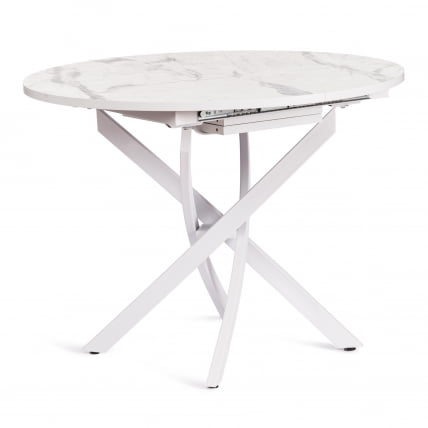 Стол MANZANA ЛДСП/HPL/металл, 100 х 100+30 х 75 см, Мрамор светлый/белый_0