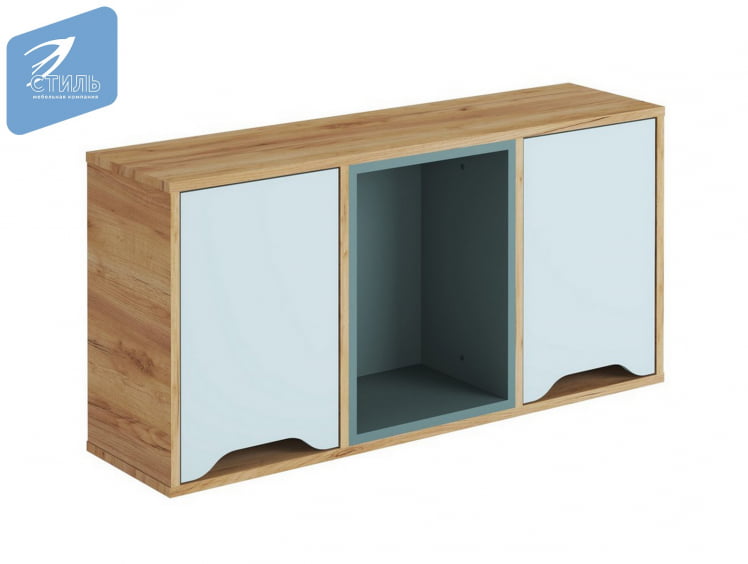 Полка навесная RICH ПН-001 Мята/Сумеречный голубой/дуб крафт золотой_0