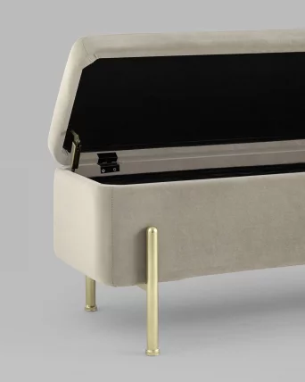 Банкетка с ящиком Болейн gold велюр Бежевый_4