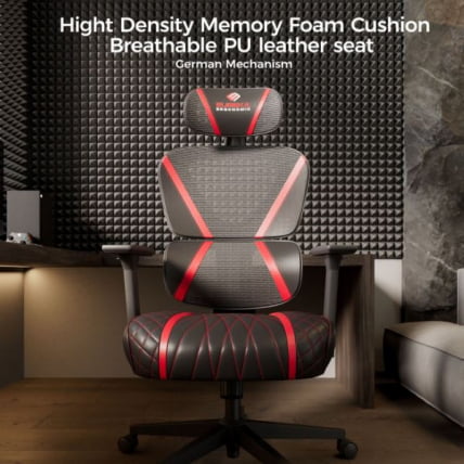 Эргономичное компьютерное кресло (для геймеров) Eureka Norn, Red_15